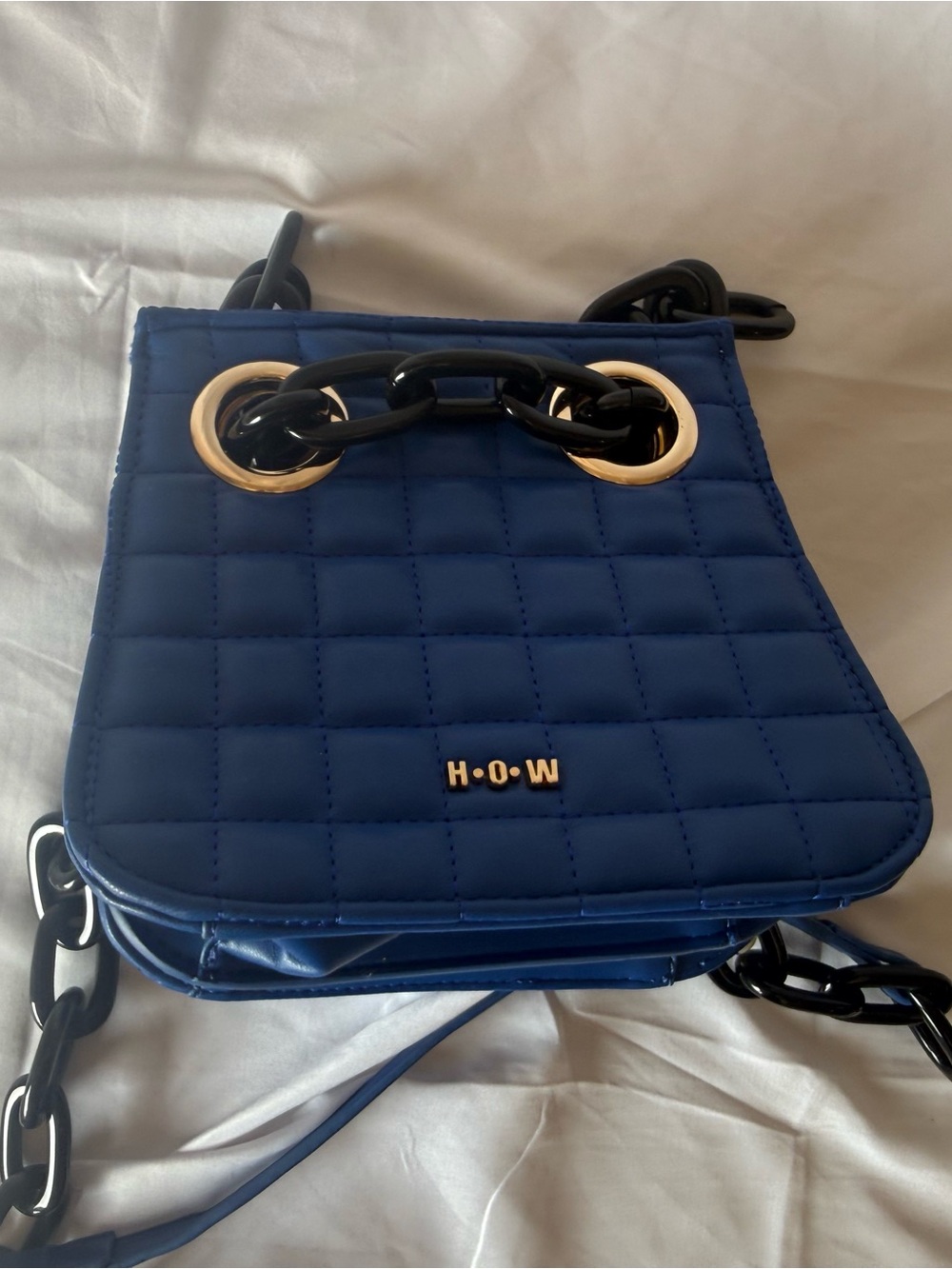 H·O·W Navy Quilted Crossbody Bag with Chain Detail